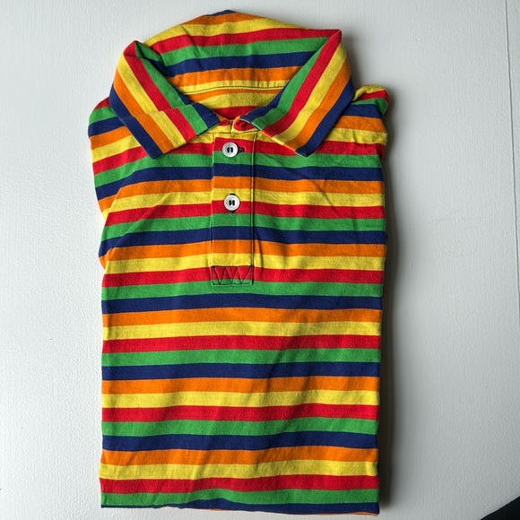 ERL rainbow striped long sleeve polo. Size small. - Picture 2 of 5